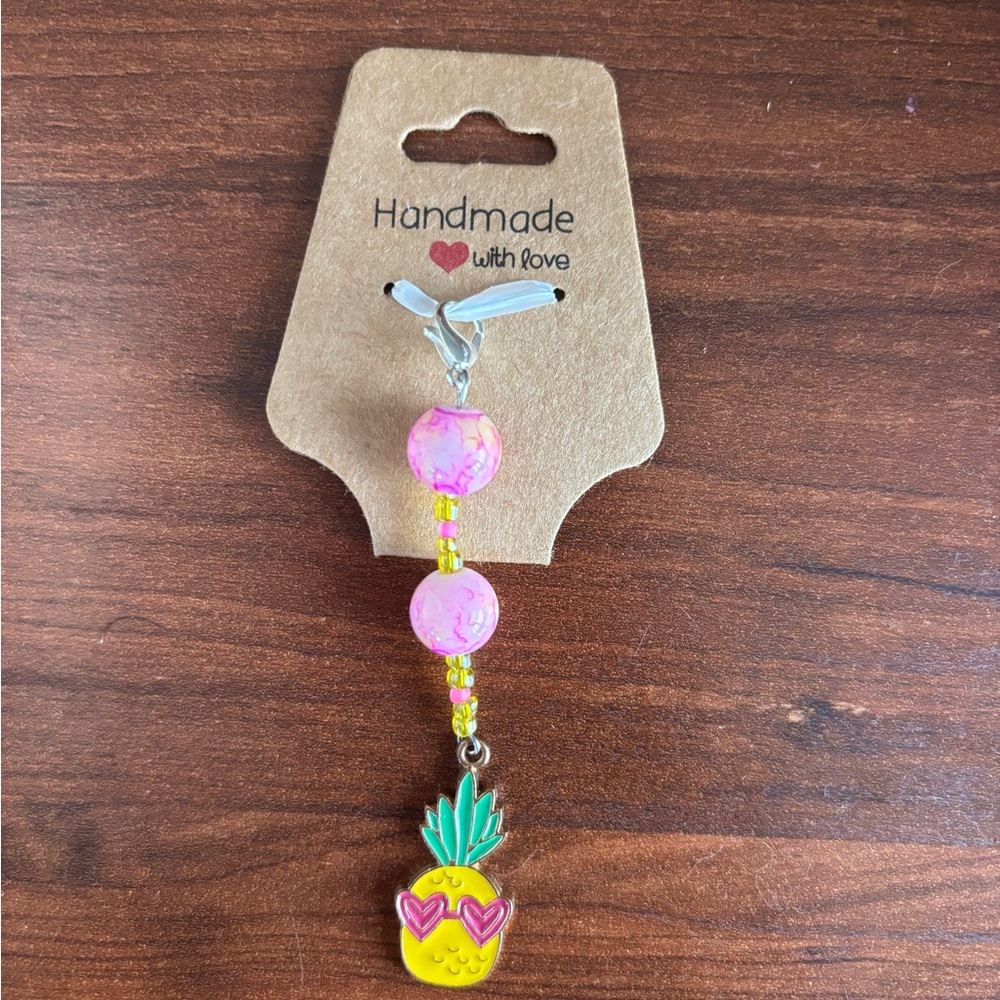 Handmade Pink and Yellow Pineapple Keychain